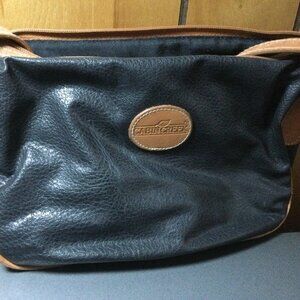 CabinCreek Black Leather shoulder bag purse tan trim & Strap vintage Clean for a